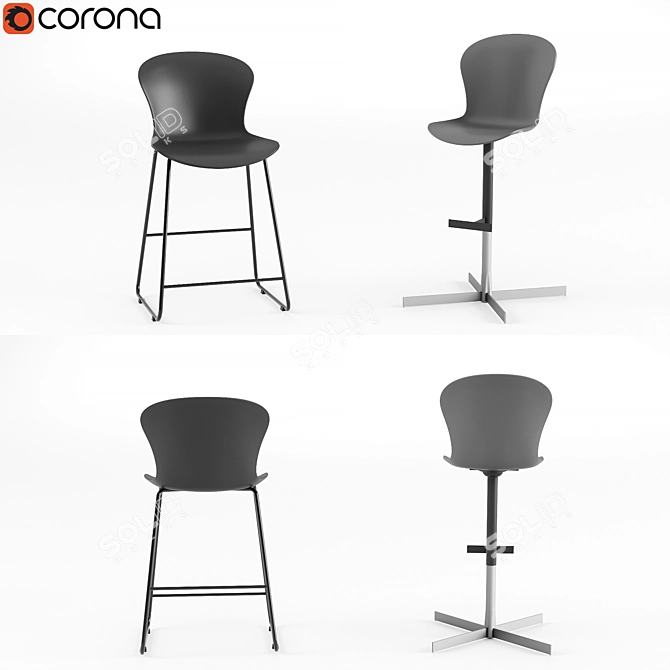 Sleek Adeliade Bar Chairs 3D model image 1