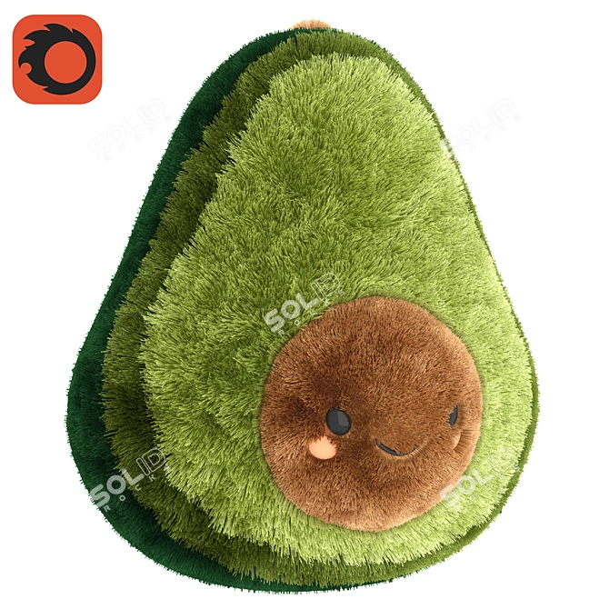 Plush Avocado Toy 3D model image 1