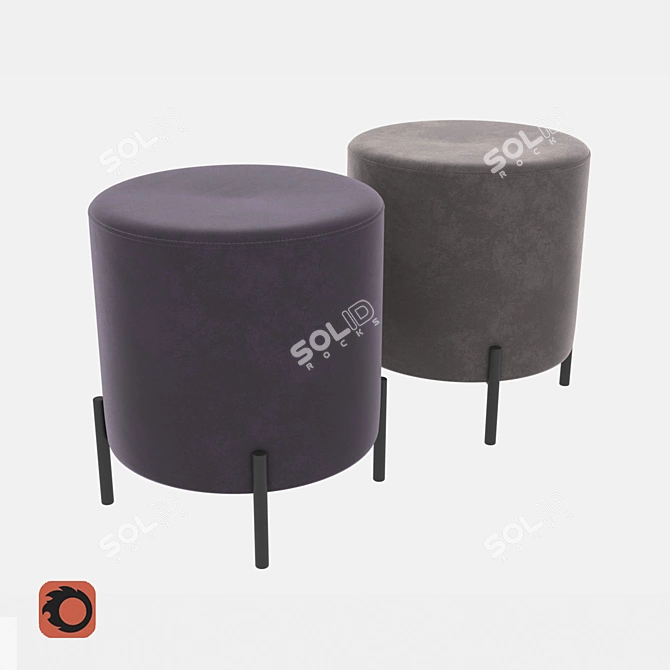 Metallic Ottoman Pouf: Contemporary Design 3D model image 1