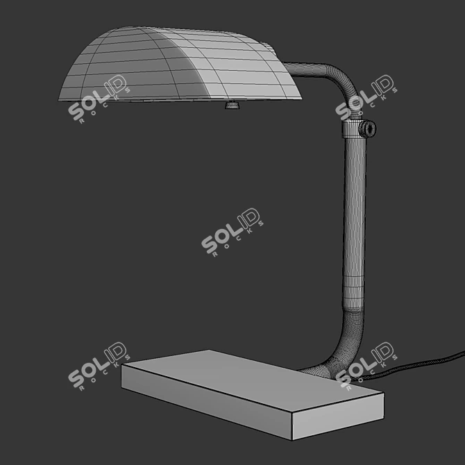 Elegant Aged Brass Desk Lamp 3D model image 2