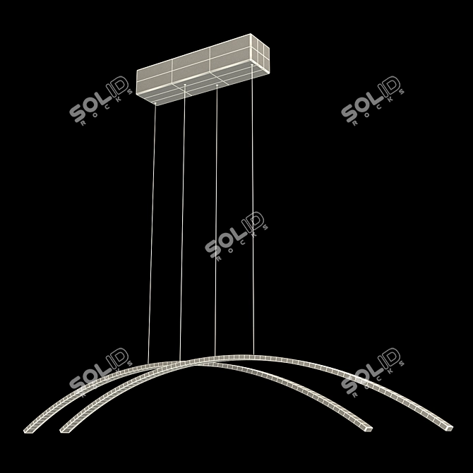 Modern Double LED Linear Chandelier 3D model image 2