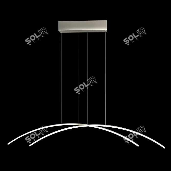 Modern Double LED Linear Chandelier 3D model image 3