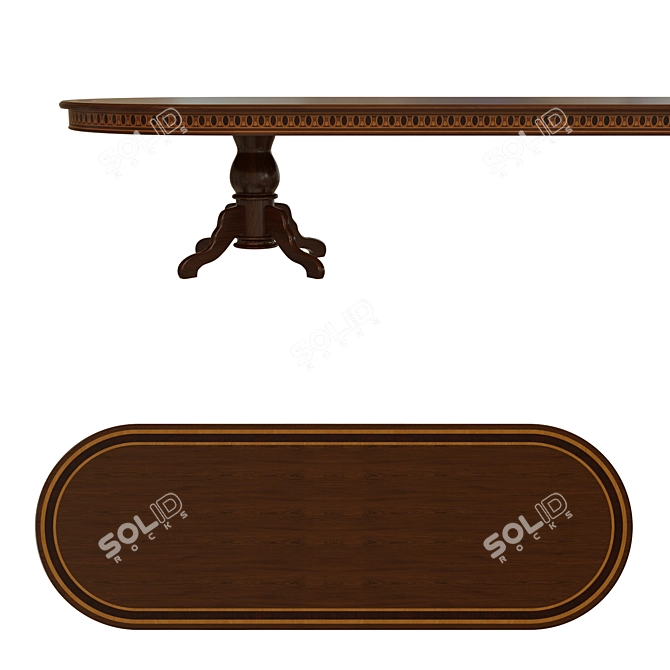 Elegant Veneer Dining Table 3D model image 2