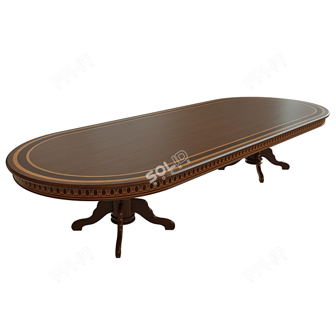 Elegant Veneer Dining Table 3D model image 1