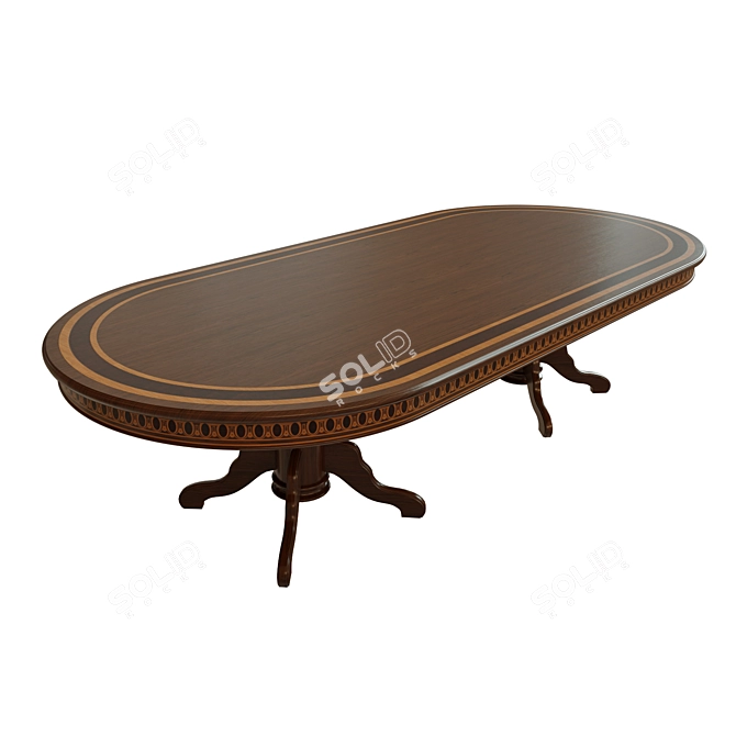 Elegant Veneer Dining Table 3D model image 1