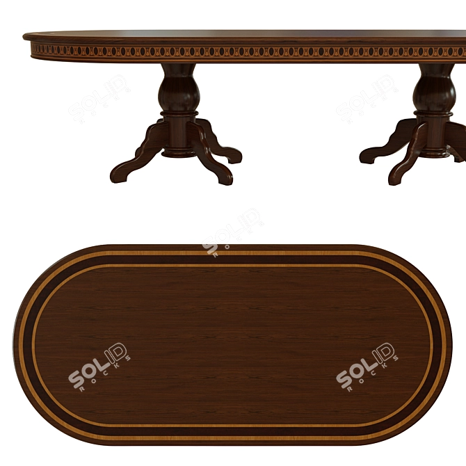 Elegant Veneer Dining Table 3D model image 2