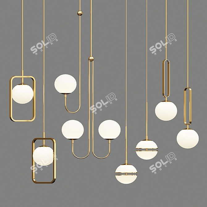 Modern Hanging Lights With 20 Elegant Glass Balls 3D model image 1