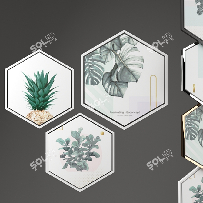 Modern Hexagonal Picture Frames 3D model image 1