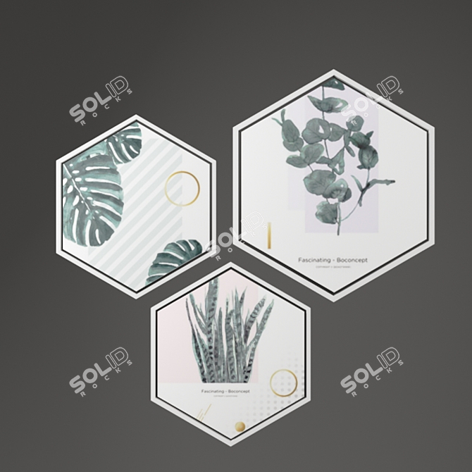 Modern Hexagonal Picture Frames 3D model image 2