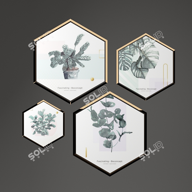 Modern Hexagonal Picture Frames 3D model image 3