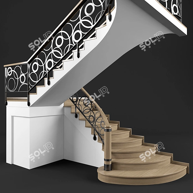 Elegant Steel Stairs 3000mm 3D model image 1