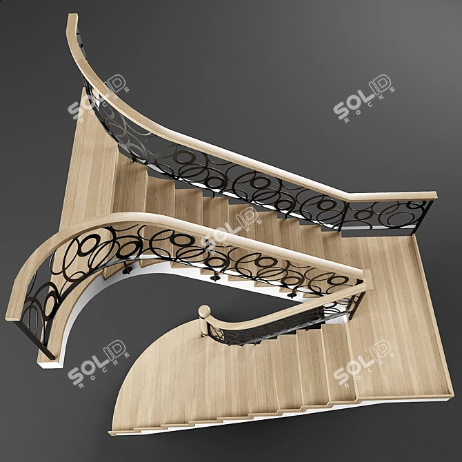 Elegant Steel Stairs 3000mm 3D model image 2