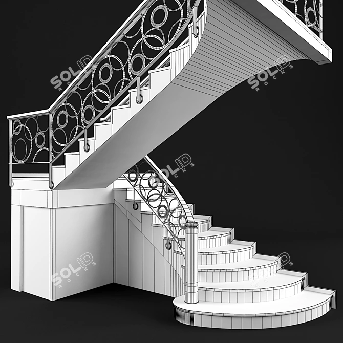 Elegant Steel Stairs 3000mm 3D model image 3