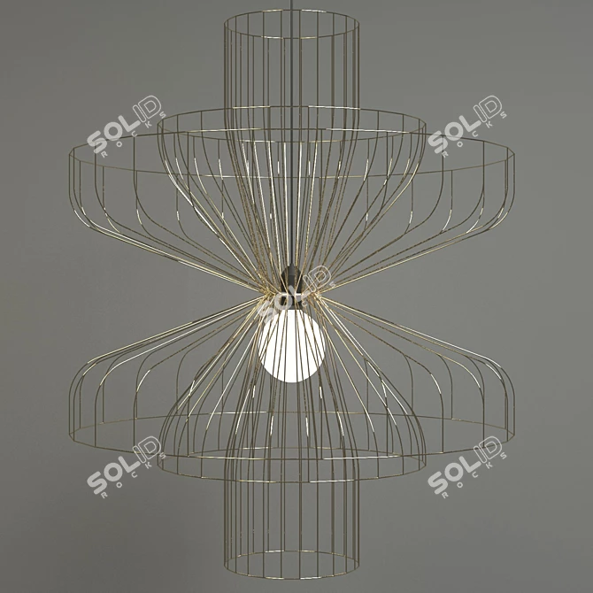Modern Steel Pendant Lamp: Parachute 3D model image 1