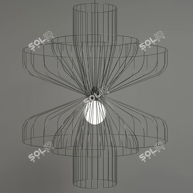 Modern Steel Pendant Lamp: Parachute 3D model image 2