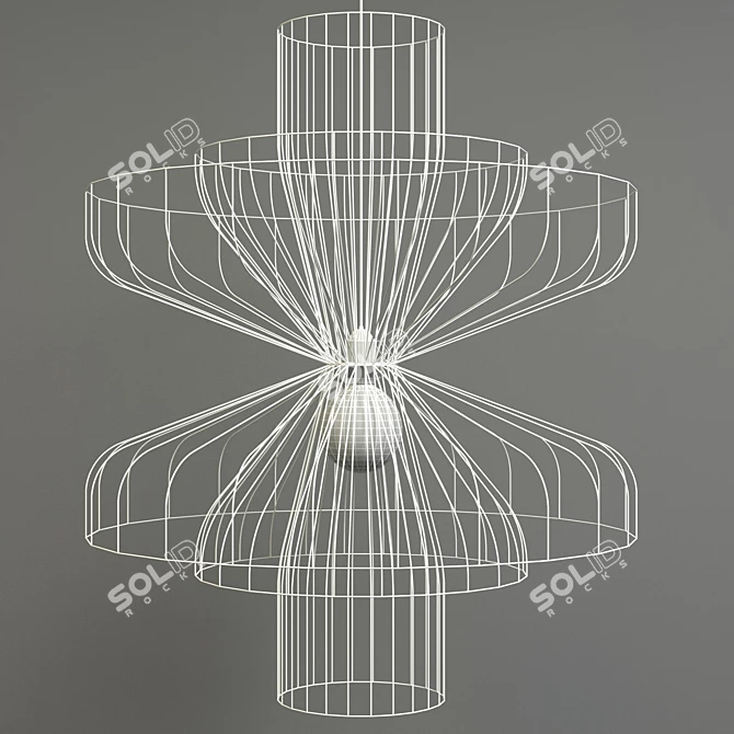 Modern Steel Pendant Lamp: Parachute 3D model image 3