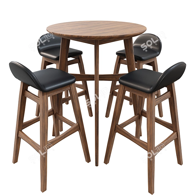 Elegant Margaret Bar Table Set 3D model image 1