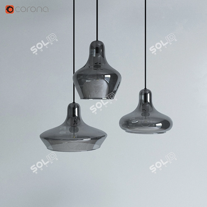 Elegant Glass Pendant Lamp 3D model image 1