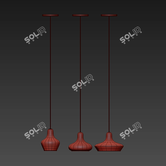 Elegant Glass Pendant Lamp 3D model image 2