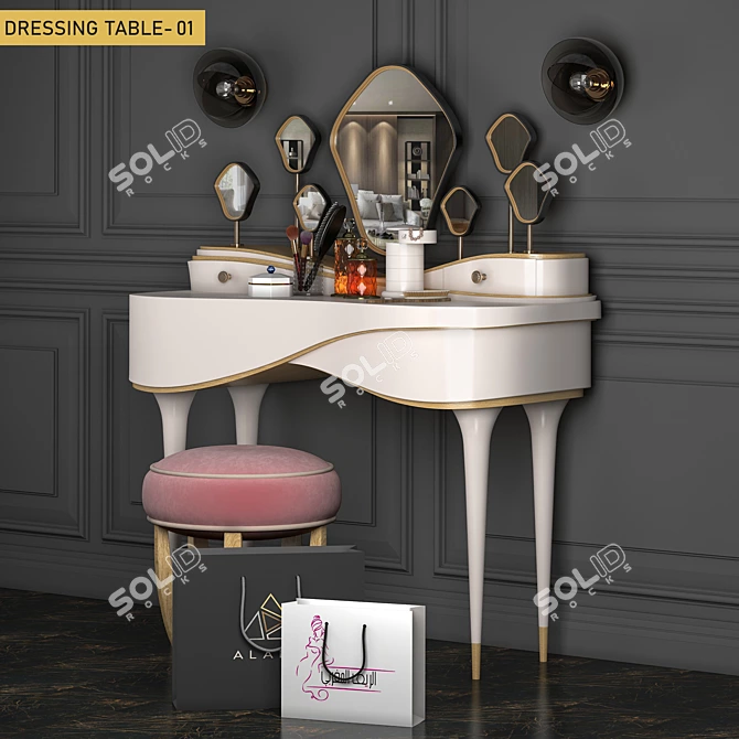 Petit Amelie Dressing Table - Elegant Vanity for Your Space 3D model image 2