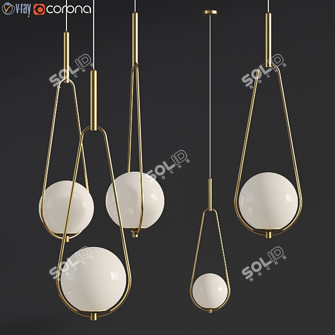 Brass Loop Pendant: Sleek Modern Design 3D model image 1