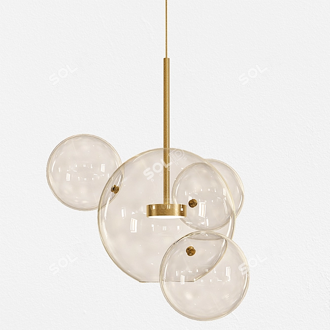 Sleek Glass Ball Pendant Chandelier 3D model image 1