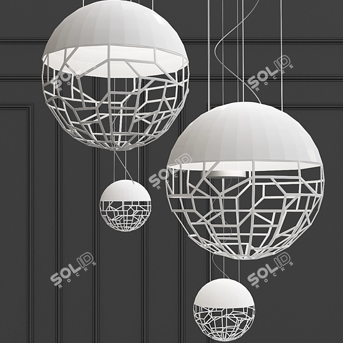 Modern White Ball Pendant Light 3D model image 1