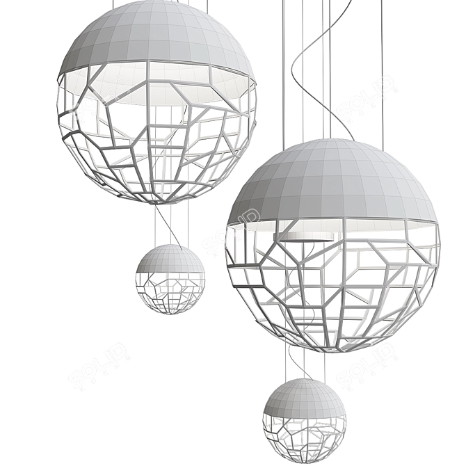 Modern White Ball Pendant Light 3D model image 2