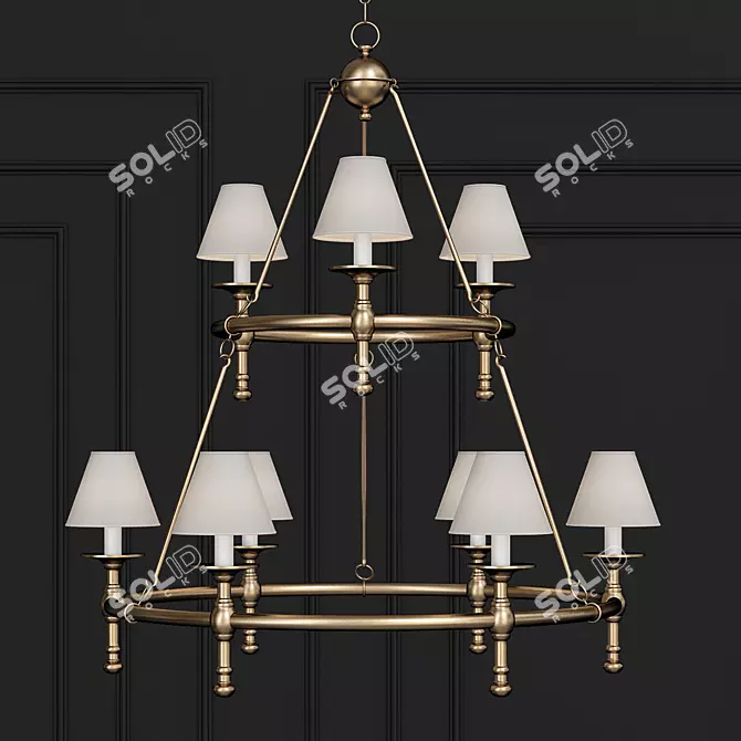 Elegant Classic Two-Tier Ring Chandelier 3D model image 1