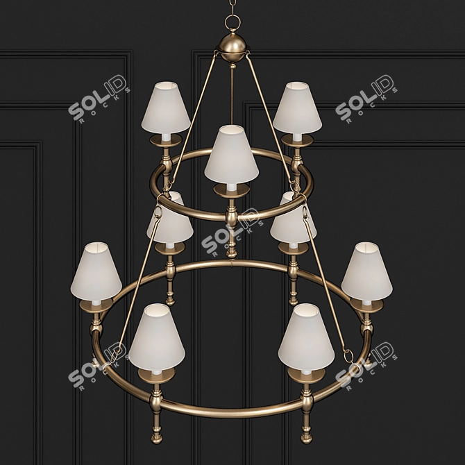 Elegant Classic Two-Tier Ring Chandelier 3D model image 2