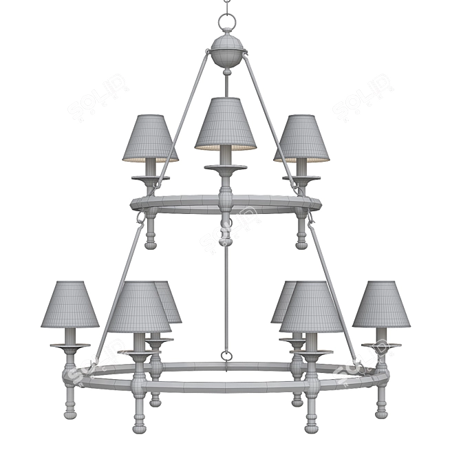 Elegant Classic Two-Tier Ring Chandelier 3D model image 3