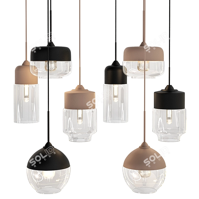 Contemporary Black Ceiling Lights 3D model image 1