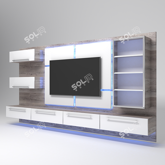 Modern TV Wall Unit 3D model image 2
