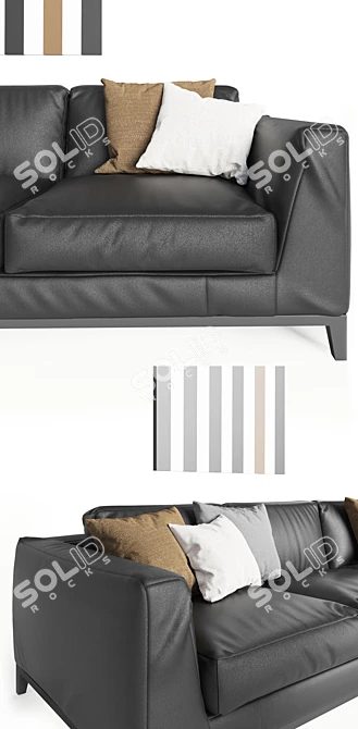 Maxalto Lutetia Sofa: Elegant Leather Design 3D model image 2