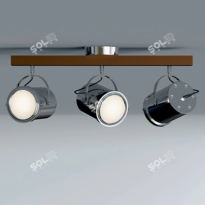 Carlton 3 Light Spotlight Bar: Sleek Silver Ceiling Fixture 3D model image 1