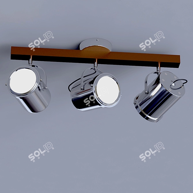 Carlton 3 Light Spotlight Bar: Sleek Silver Ceiling Fixture 3D model image 2