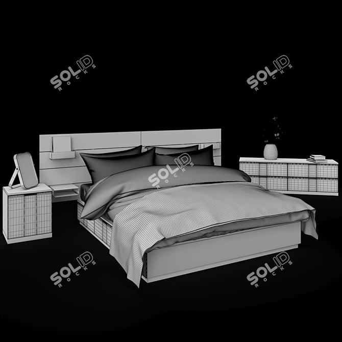 Nordli Bed Set with Headboard, Chest of Drawers & Cabinet 3D model image 2