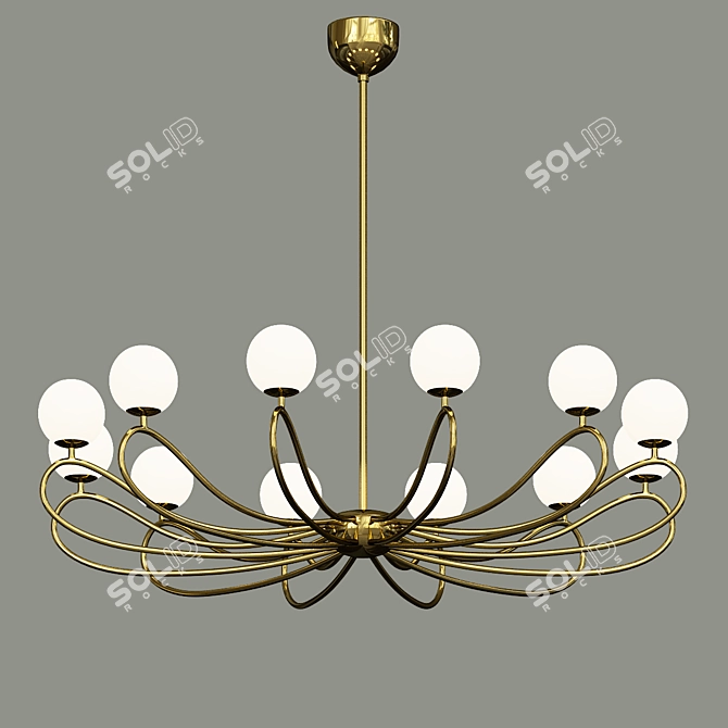 Elegant Papillon 1-Tier Lamp: Venetian Glass & Art Nouveau Design 3D model image 1