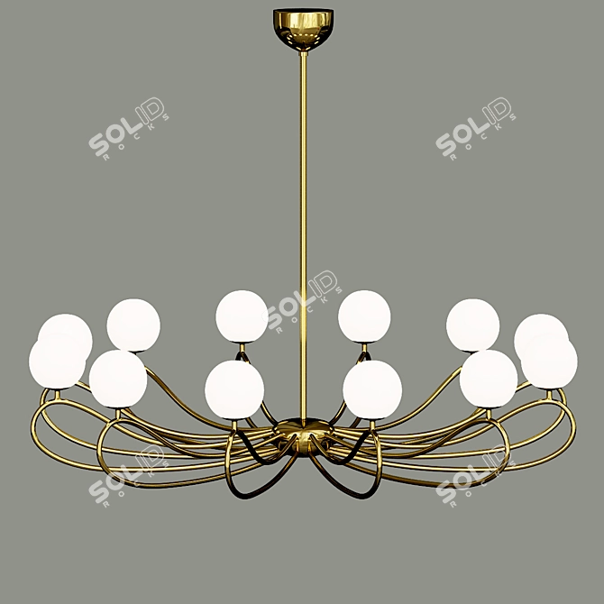 Elegant Papillon 1-Tier Lamp: Venetian Glass & Art Nouveau Design 3D model image 3