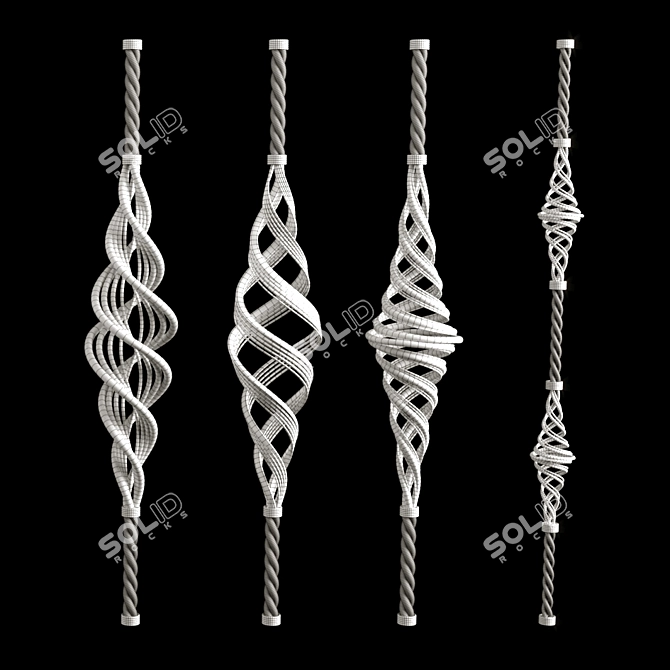 Elegant Metal Railing Fence 3D model image 2