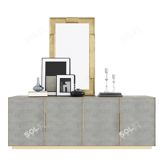 Elegant Shagreen 4-Door Cabinet 3D model image 1