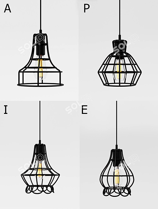 Modern Cage Pendant Lights 3 3D model image 2