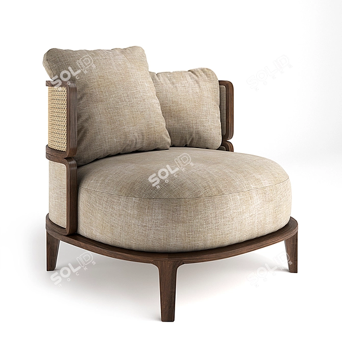 Elegant Walnut Lounge Chair 3D model image 1