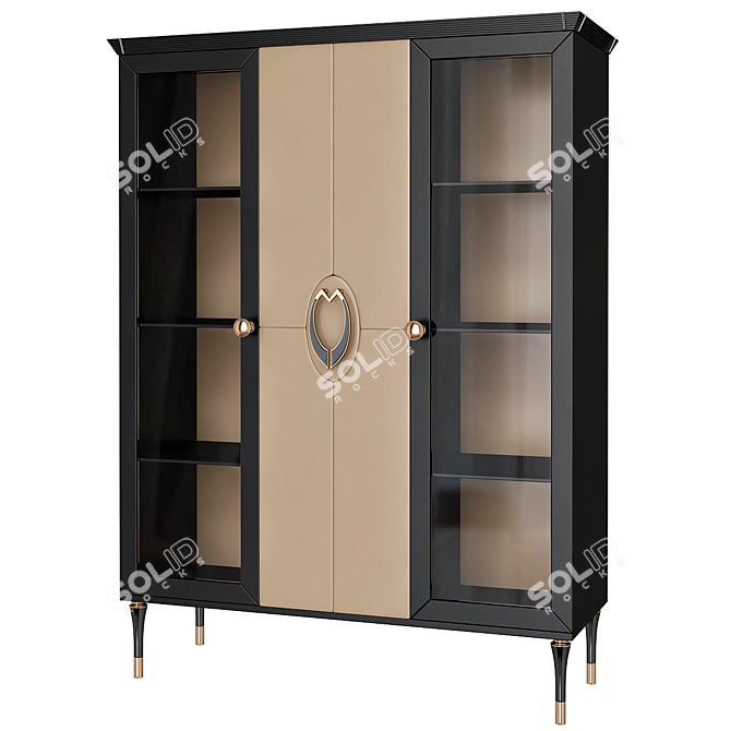 Modern Glass-Door Sideboard 3D model image 1