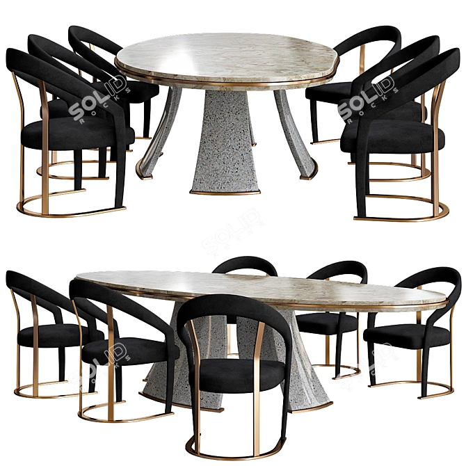 Elegant DAMIEN Longhi Dining Table 3D model image 1