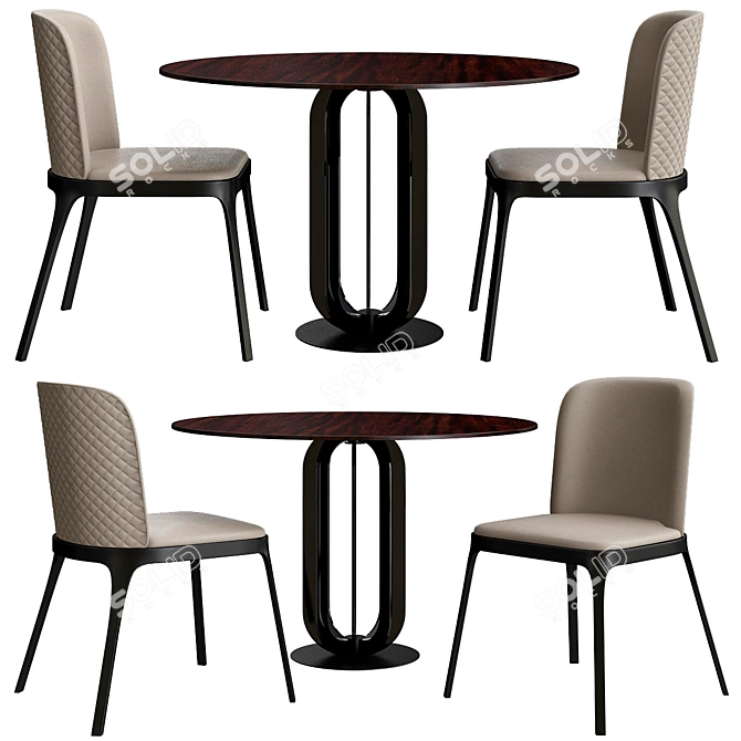 Sleek Milano Dining Table 3D model image 1