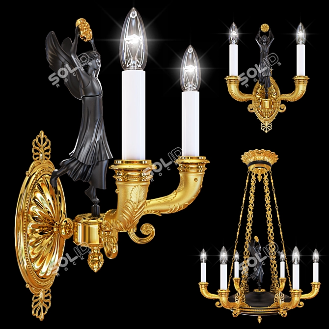 Elegant Arizzi Chandelier & Sconce Combo 3D model image 2