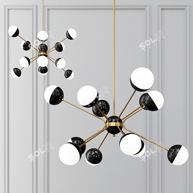 Retro Glam Custom Orb Chandelier 3D model image 1