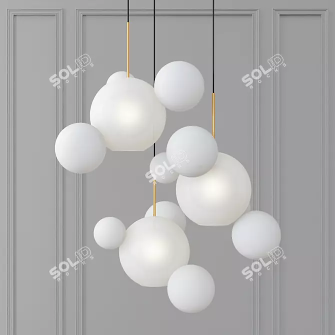 White Glass Circle Pendant Lamp 3D model image 1