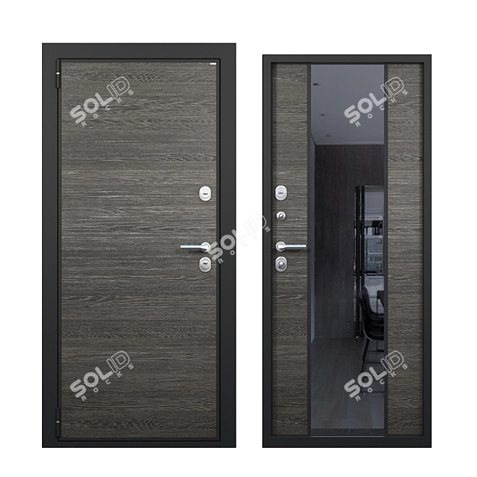 Modern Mirror Door - OM Door 3D model image 1